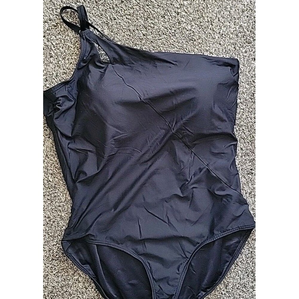 Lands End Multi Way 1-PC Swimsuit 20W Solid Black Beach One Piece Women's S1113